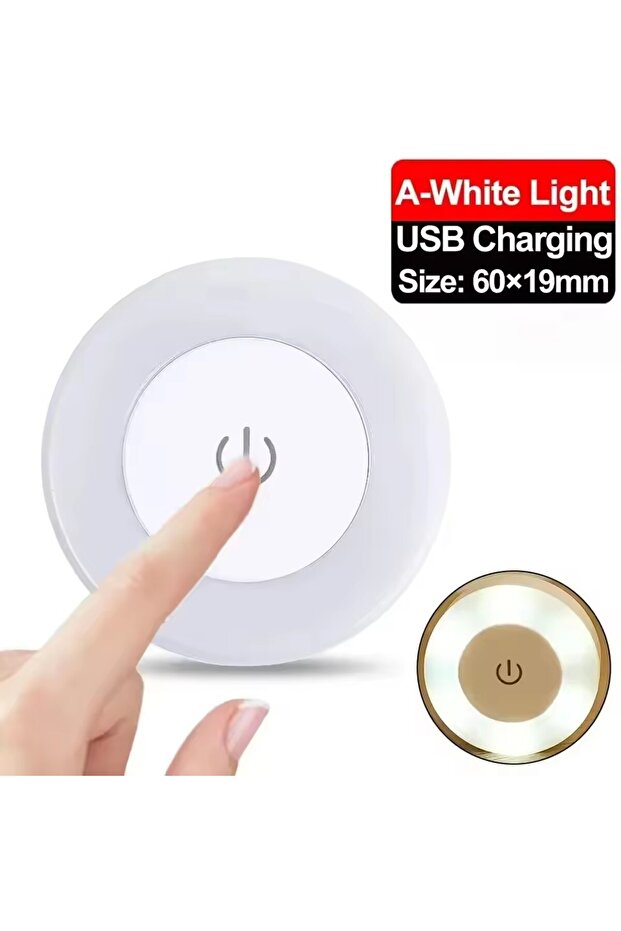 White light 1PCS Energy Saving Led Touch Sensor Night Lights USB Rechargeable Magnetic Wall Light Ro
