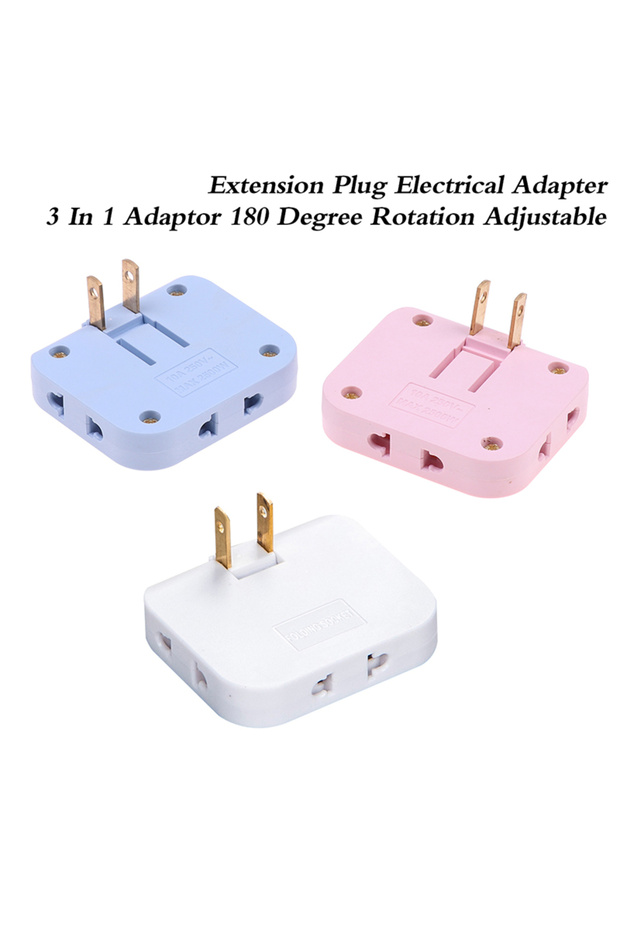White EU Plug 180 Degree Rotatable Socket Converter 3 In 1 US Extension Plug Multi-Plug Mini Slim Wi