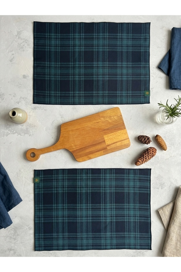 Home 35X50 cm Navy Blue Green Plaid American Service 2-Pack New Year Special Series