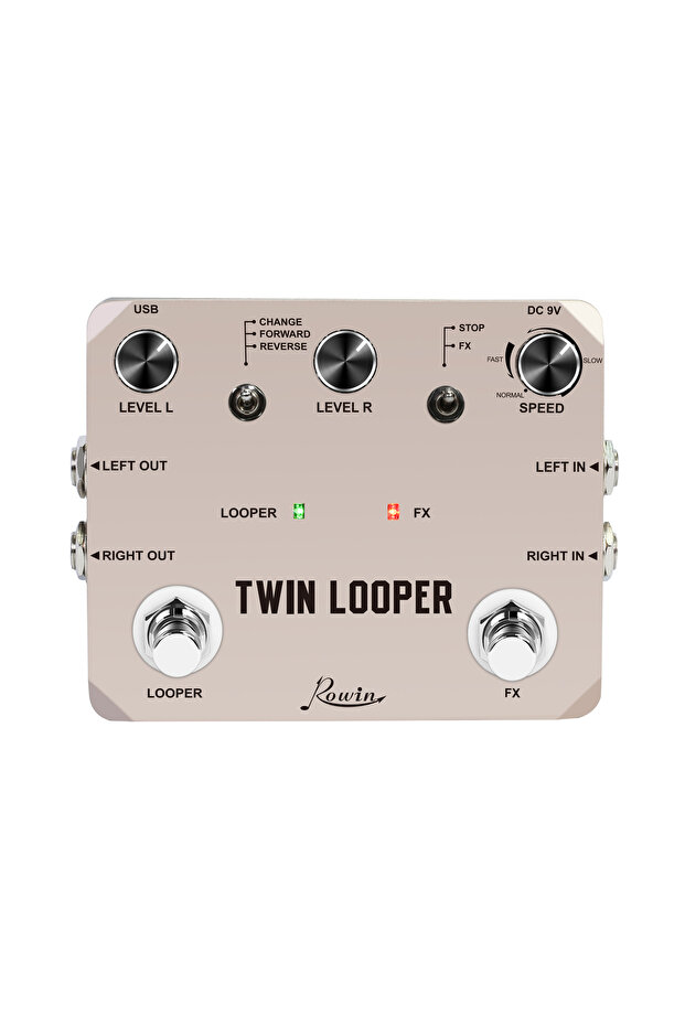 Rowin Dual Footswitch Twin Looper Electric Guitar Effect Pedal Loop Station 11 Types of Play with 10