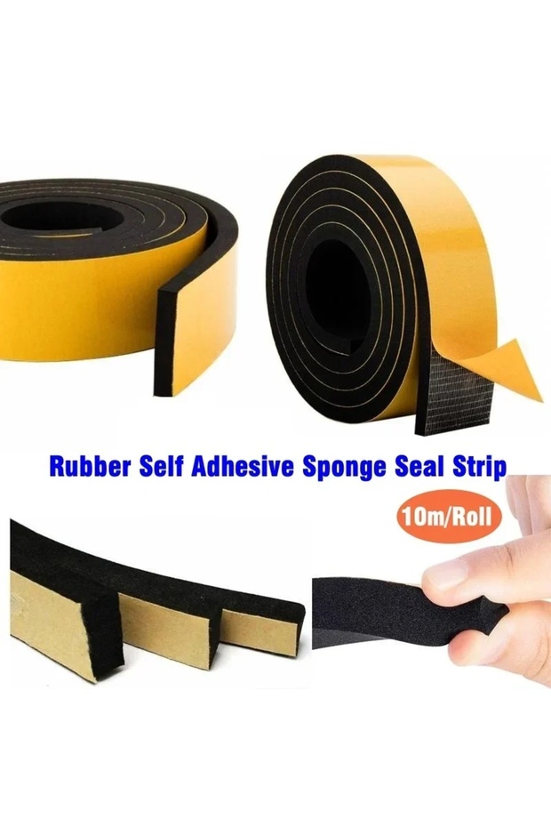 2mm x 10mm x 10m 10M EPDM Rubber Sponge Door Window Seal Strip Soundproof Anti-collision Self Adhesi