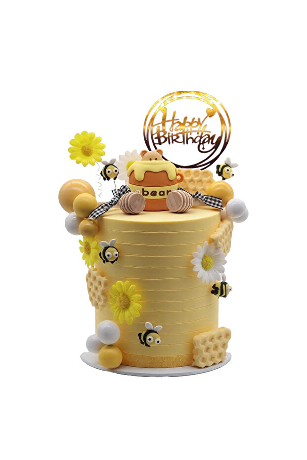 33pcs 33PCS Bee Cake Topper, Bumble Bee Cupcake Toppers Honeycomb Cake Decorations for Baby Shower G