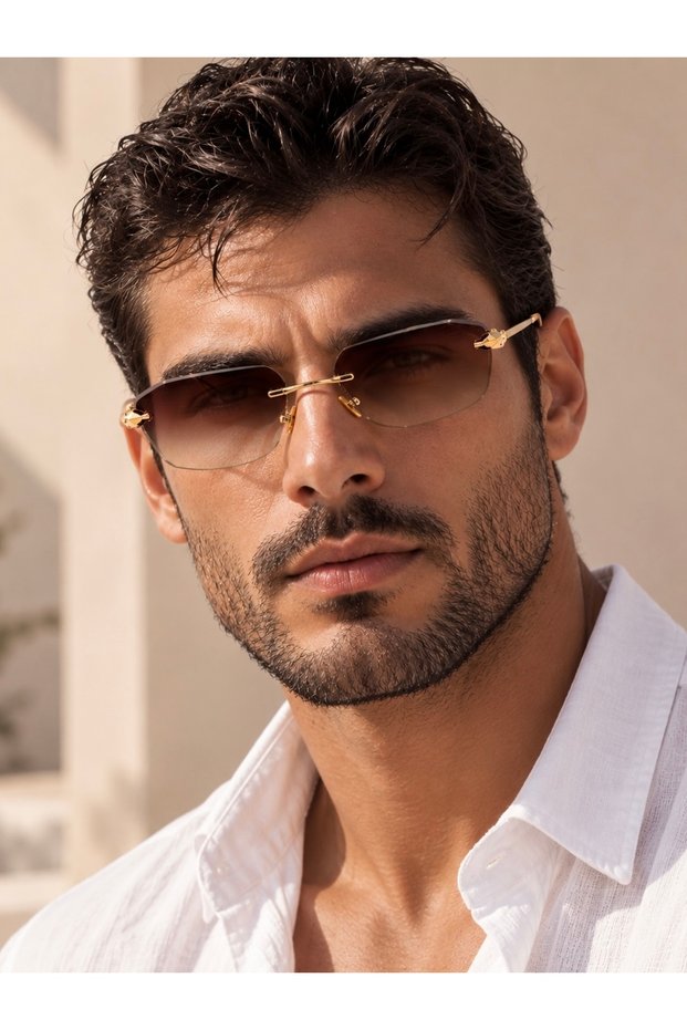Aura Women's Rectangular Sunglasses, Uv Protection, Retro Vintage Design, Stylish Premium Glasses with Gold Detail