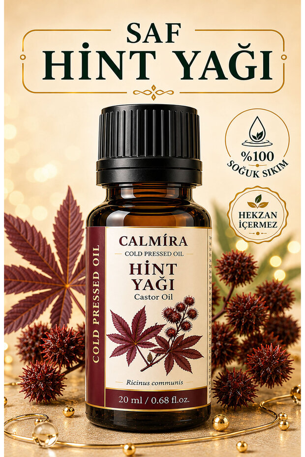Castor Oil 20ml. | 100% Pure & Free of Additives | Hekzan Does Not Contain | Cold Pressing | Castor Oil | Ricinus Communis L.