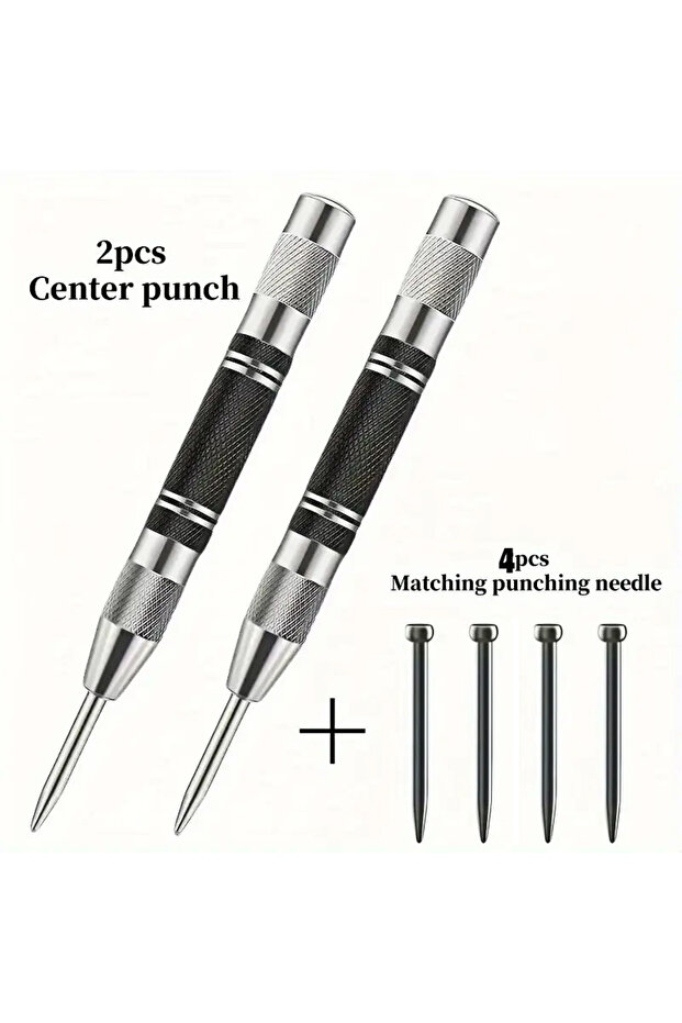 2pcs Automatic Center Punch, 5" Spring Loaded with Adjustable Impact Force Automatic Marker Tool for