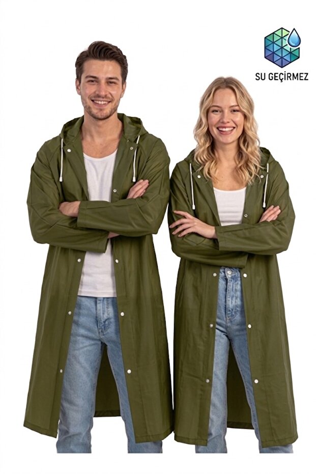 Khaki Eva Fabric Water and Windproof Raincoat