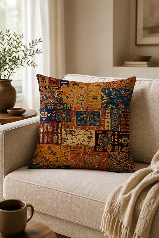 Leaf Patterned Ethnic Hidden Zippered Pillowcase Throw Pillow Cover Seat Pillow Case
