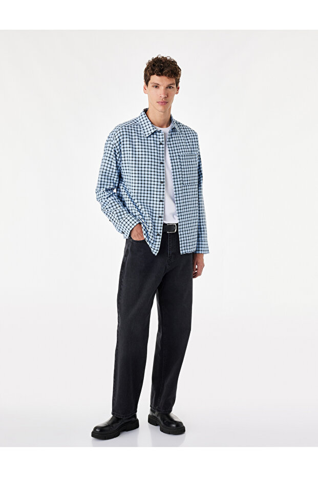 Plaid Patterned Classic Collar Comfortable Fit Long Sleeve Shirt