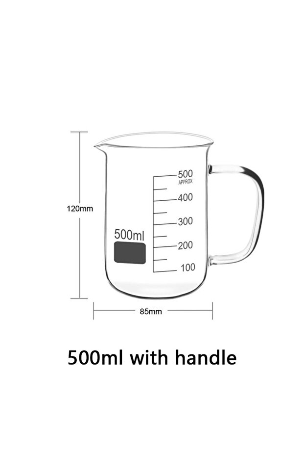 50ml-1000ml 500ml withhandle YWDL 50-1000ml High Borosilicate Glass Measuring Cup Heat-resistant Lab