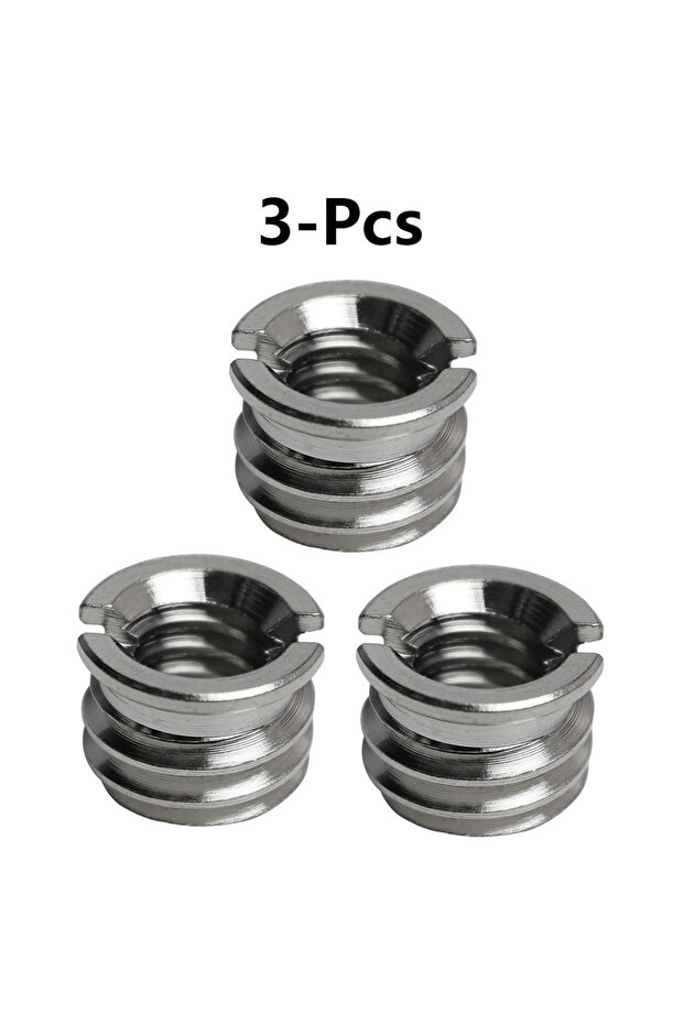 3 PCS 1/4 to 3/8 Screw Adapter Stainless Steel Tripod Thread Reducer Bushing for Cameras Monopod Lig
