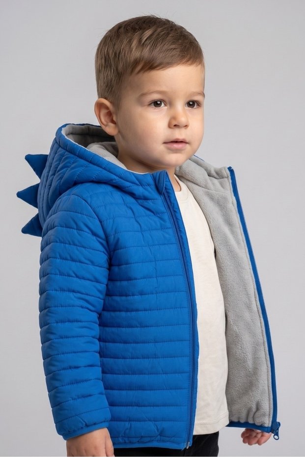 Boy's Hooded Fleece Lined Zippered Inflatable Coat M00858 Cobalt Blue