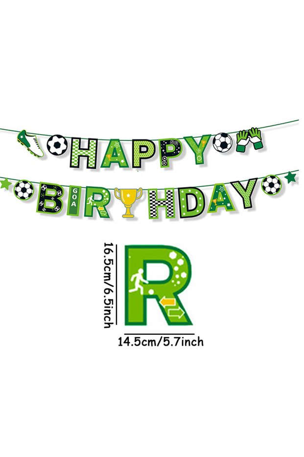 1set HBD Banner 1set Football Happy Birthday Paper Banner Garlands School Sport Soccer Theme Kids Bo