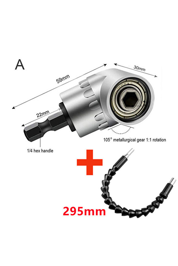 Set A3 105 Degree Right Angle Drill Adapter Flexible Shaft Extension Bit for Screwdriver Hand Tools