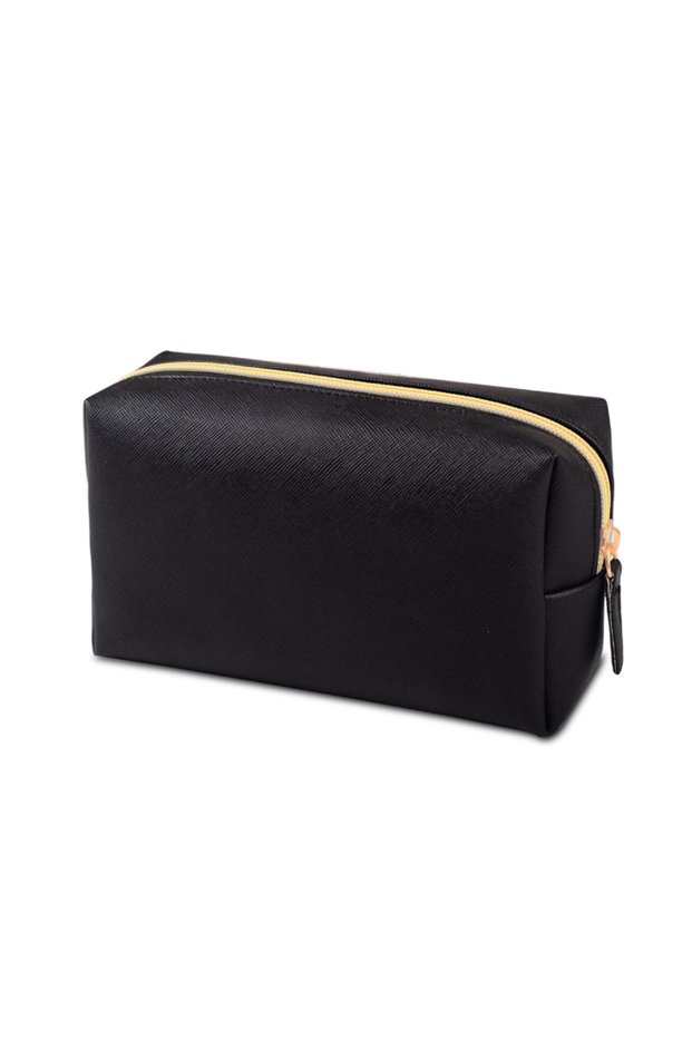 Black-Medium 1pcs PU Leather Portable Toiletry Bags Waterproof Travel Make Up Bags for Women Small M