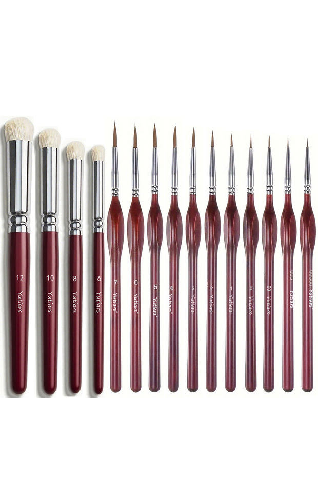 15 PCS 4/11/15Pcs Miniature Detail Paint Brushes Wood Handle Drybrush Set for Acrylics Watercolor Ci