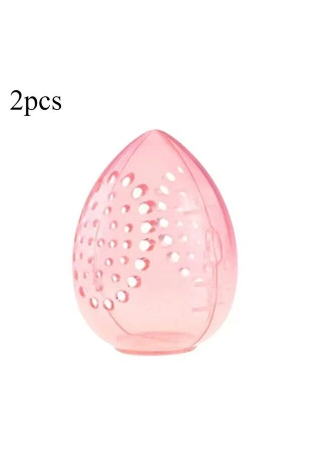 2pcs-Pink 1PC Travel Cosmetic Sponge Box New Portable Pink and White Egg Plastic Box Powder Sponge O