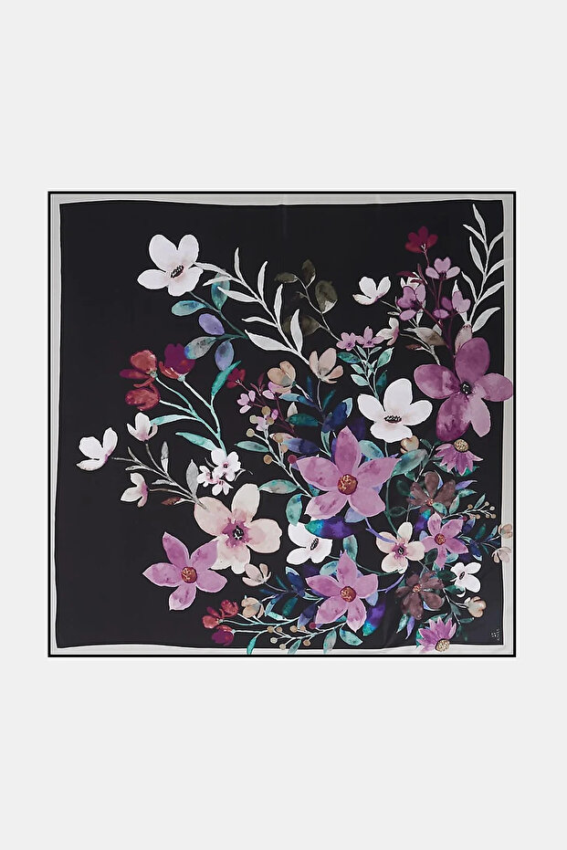 Watercolor Effect Scarf Black