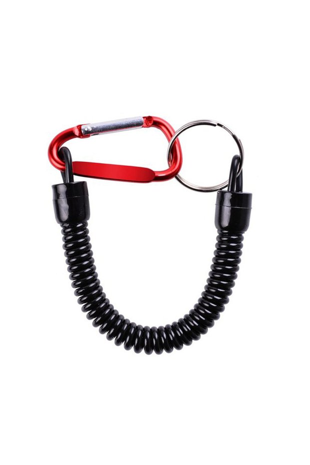 Lost rope Red Retractable Fishing With Anti-lost Hand Rope Telescopic Spring with Carabiner Fishing