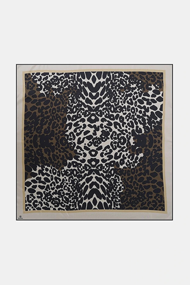 Leopard Pattern Scarf Khaki