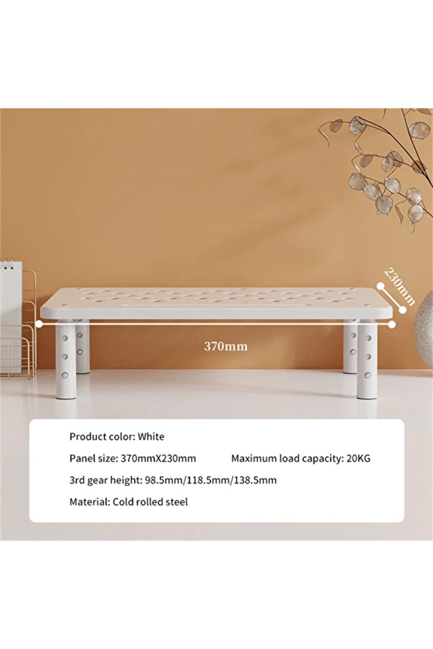 White Adjustable Computer Rack Telescopic Desk Monitor Holder Elevated PC Screen Stand Reduce Neck S