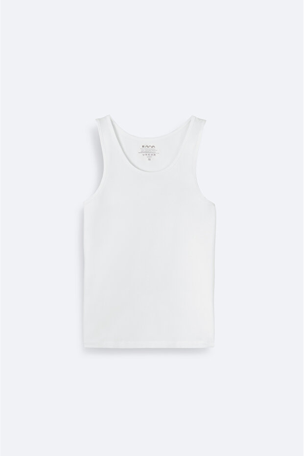 Men's White Cotton Basic Regular Fit Undershirt B009540