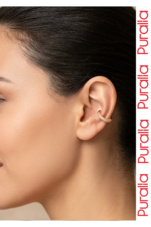 Stainless Steel Zircon Stone Cartilage Earrings - Golden Yellow
