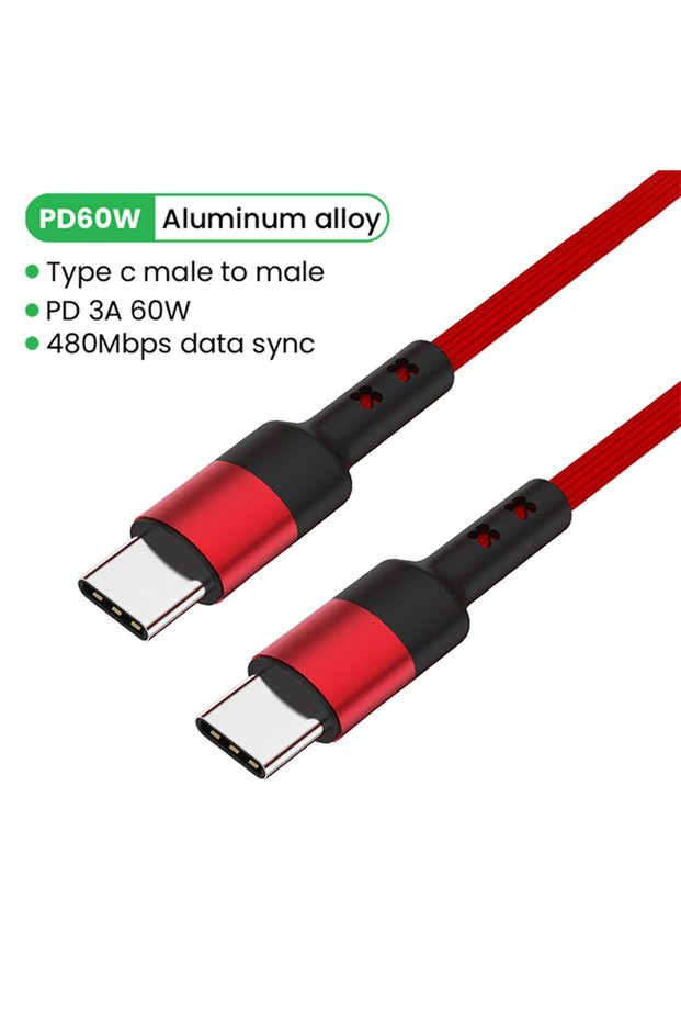 0.5m Red 60W USB C to USB Type C Cable for MacBook Pro Quick Charge 4.0 PD 100W 5A Fast Charging for