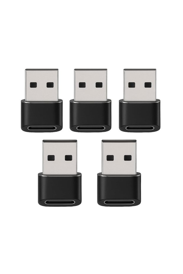 5pcs USB Type-C Female to USB-A Male Adapter, OTG Data Converter for Smartphones, Fast Charging Comp