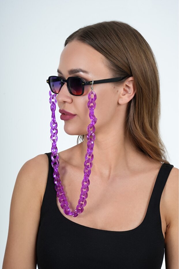 سلسلة نظارات أكريليك أرجوانية بتصميم سميك