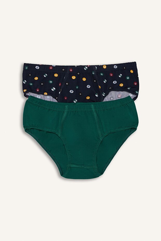 Patterned Combed Cotton 2-Piece Slip Underpants for Boys H5944A826Sm