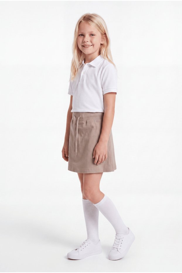 Girl's School Shorts Skirt Flexible Elastic Waist Cotton Gabardine 5-9 Years Old