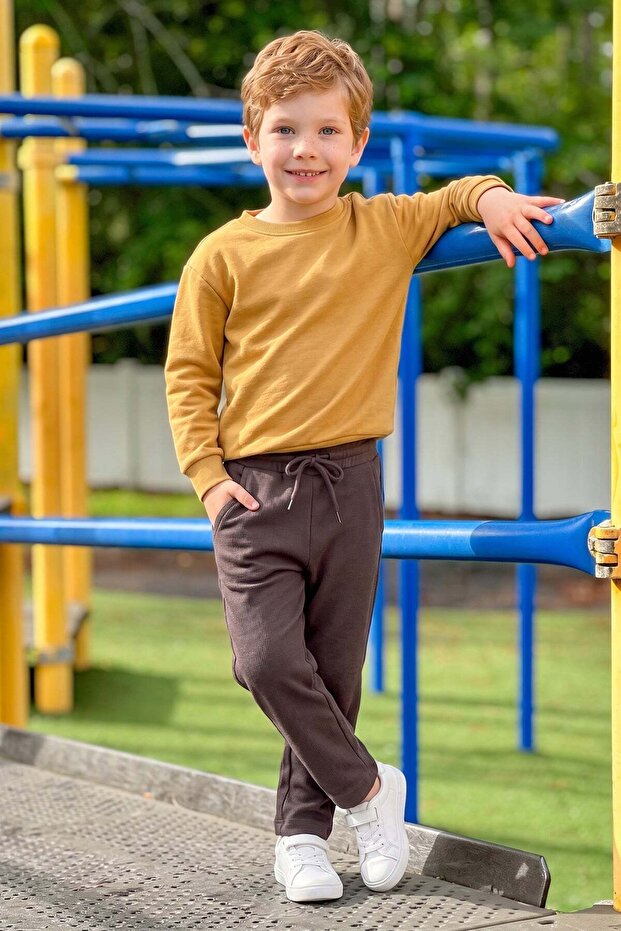 3 İplik Basic Unisex Children's Sweatpants with Elastic Waist