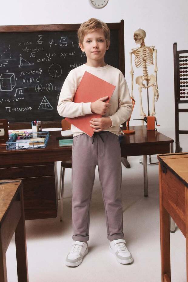 Double Legged Boys' Trousers with Tie Waist