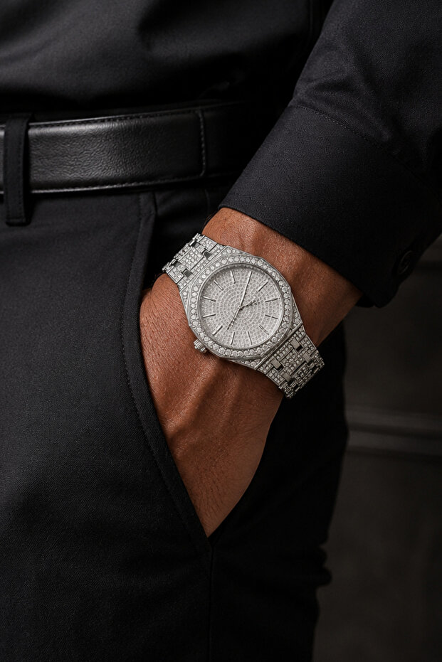 Stoned Iced Out Big Men's Watch