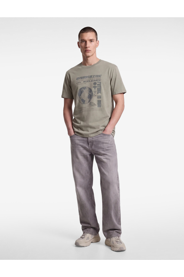 Short Sleeve Crew Neck Regular Fit Cotton Printed T-Shirt