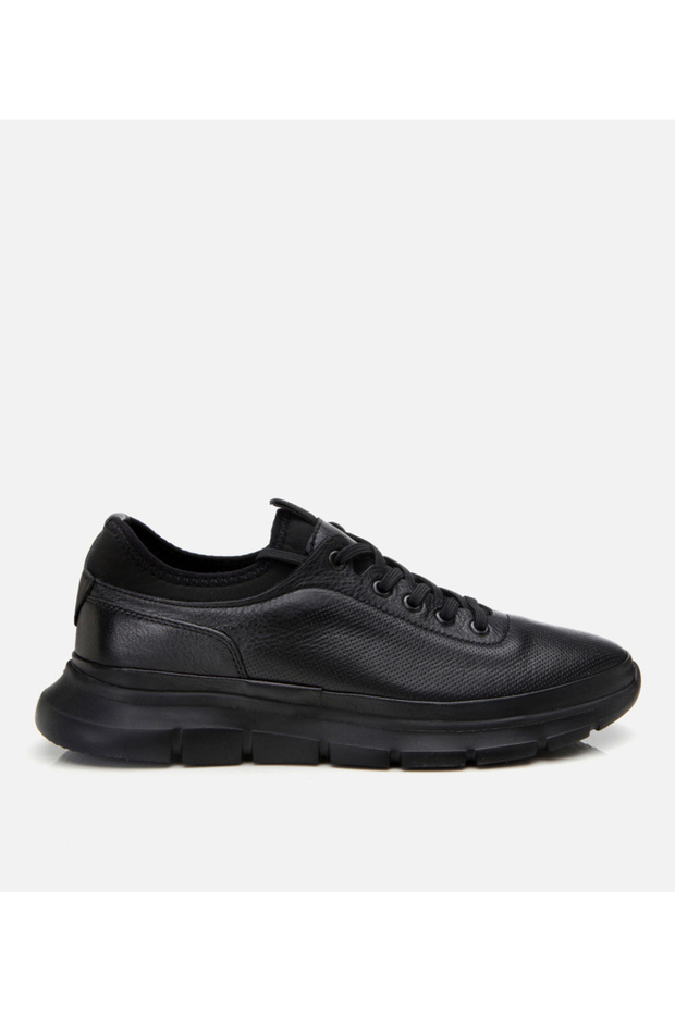 Genuine Leather Men's Black Sneakers