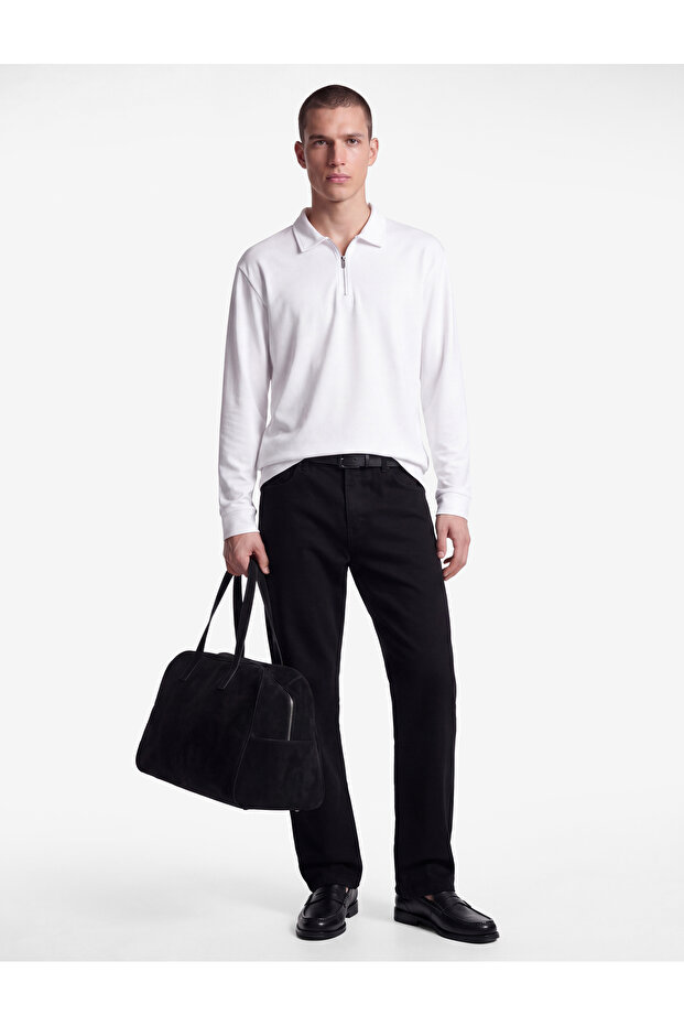 Cotton Long Sleeve Half Zip Polo Neck Sweatshirt