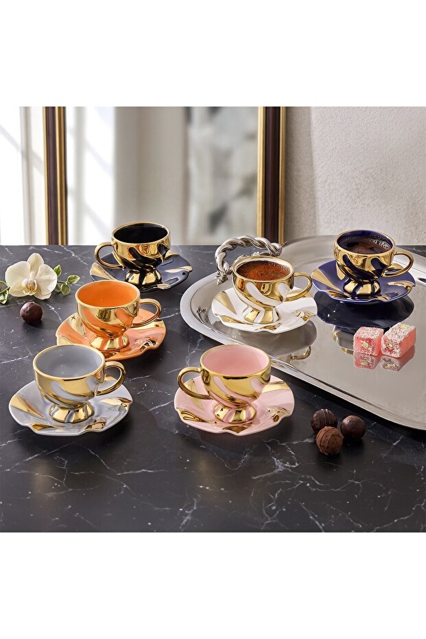 Gema 6-Person Porcelain Coffee Cup Set - 90 ml
