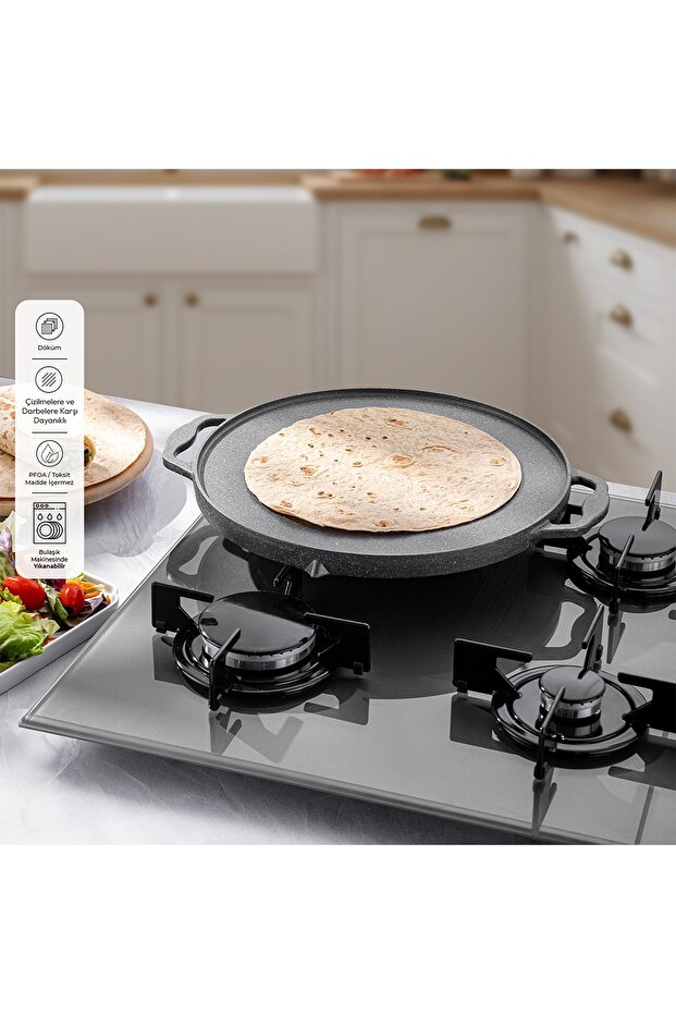 Stone Aluminum Cast Double-Sided Pancake Pan 34 cm Gray