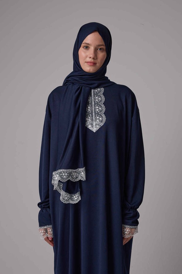 Women's Seasonal One-Piece Hijab Lace Draped Ferace Prayer Dress