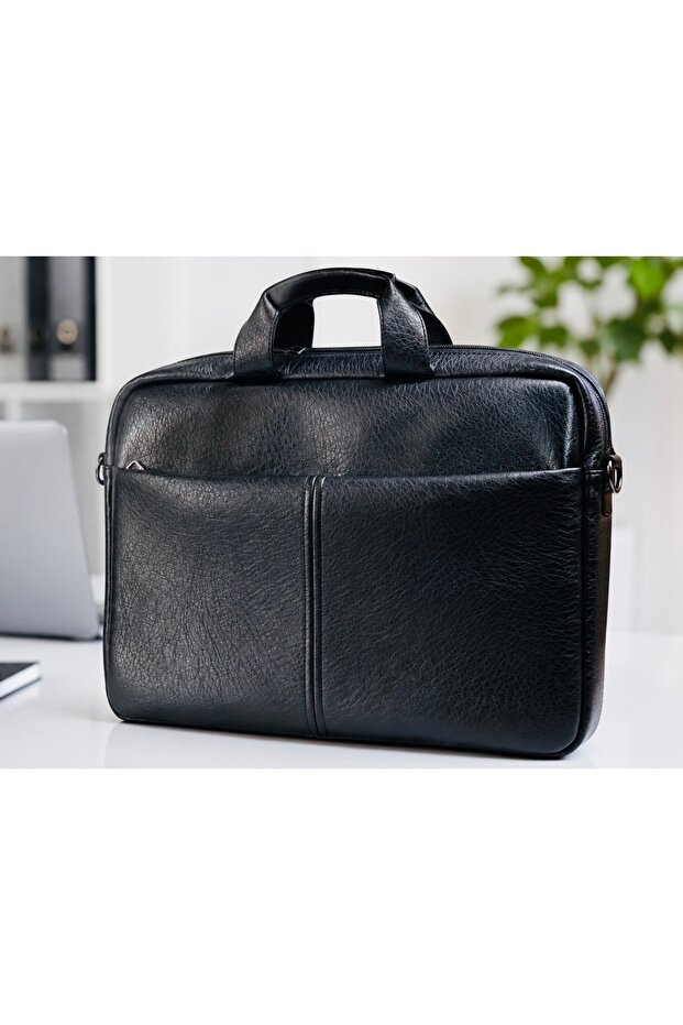 Leather Laptop Bag 17.3 Inch Shockproof Document & Office Bag with Shoulder Strap
