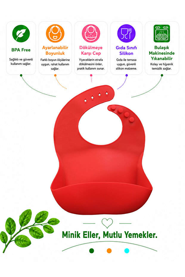 Children's Silicone Baby Bib (RED)
