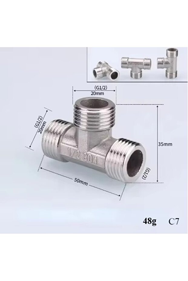 1/2" Three Male Tee 201/304 Stainless Steel 1/2", 3/4" BSP Threaded Plumbing Fittings (Reducing Elbo