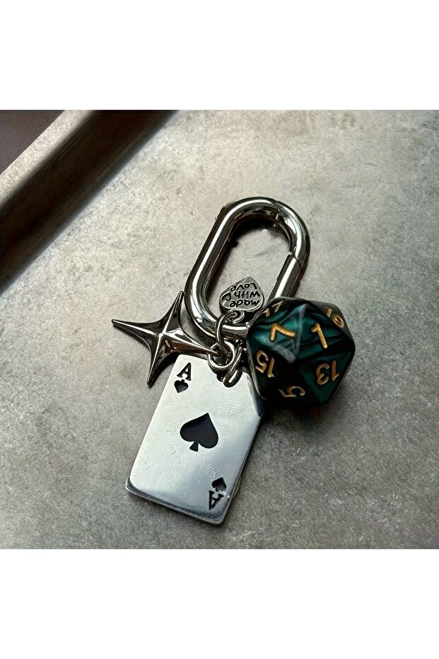 Olive Green Unique Multi-Sided Dice Keychain, Perfect for Bags & Key Rings, Couple Chain Gift for Bi