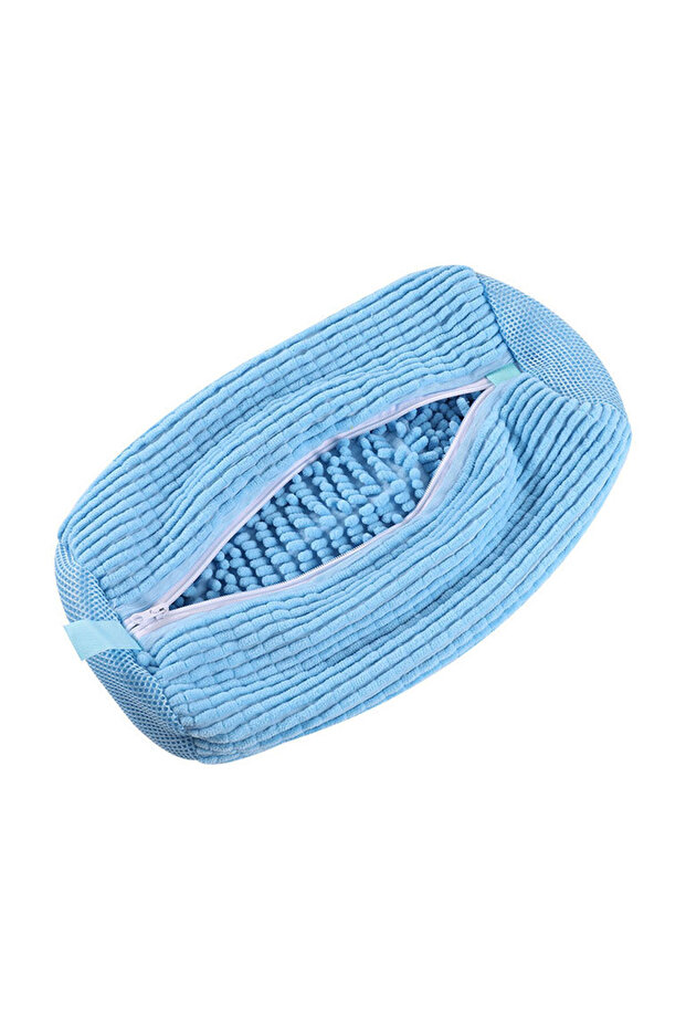 Blue Lazy Person's Essential Shoe Washing Bag, Cylindrical Polyester-Cotton Laundry Bag, Shoe Protec