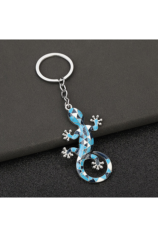 Blue Chic Bright Pink Gecko Keychain - Cute Iron Alloy, Non-Tarnish Finish for Men, Simulation
