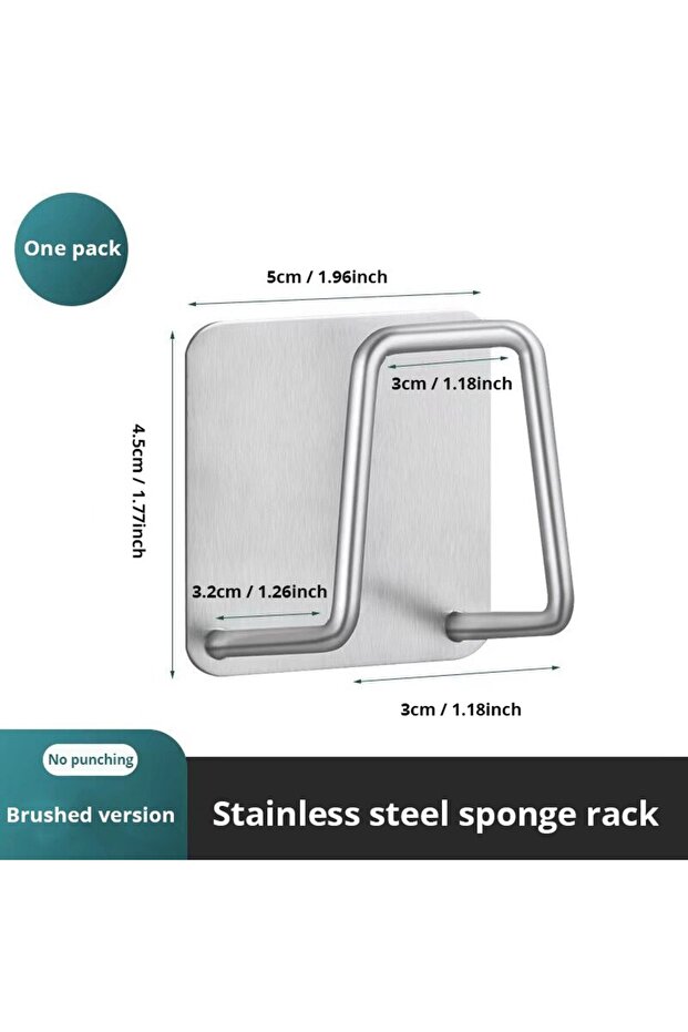 2Pcs Brushed silver 2Pcs Rustproof Stainless Steel Kitchen Sink Sponge Holder Adhesive Drain Rack So