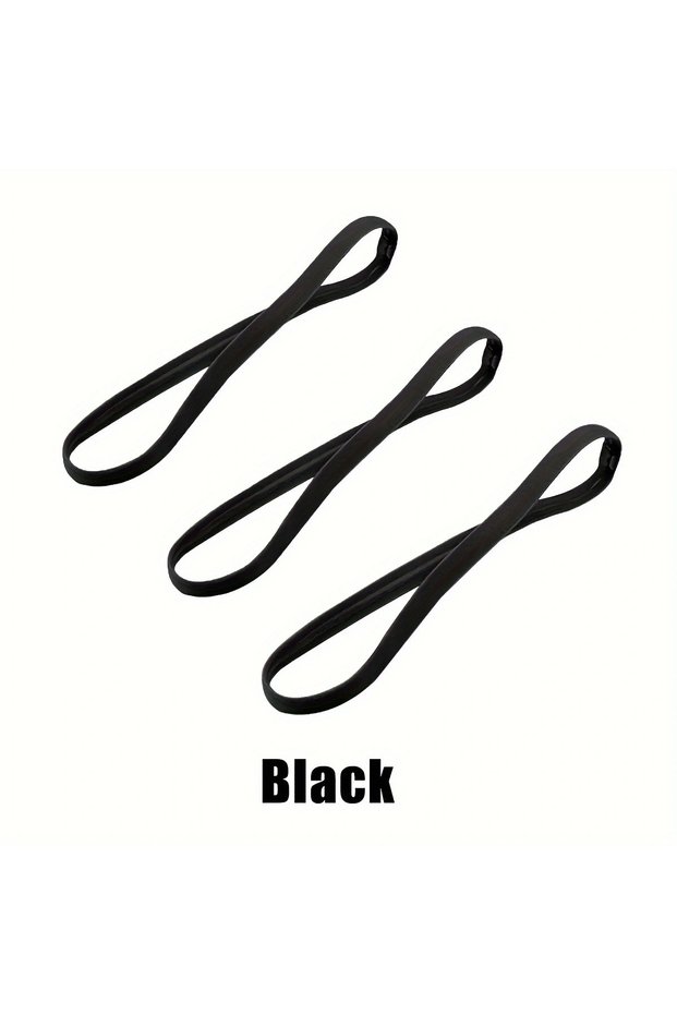 black 3pcs Sweat Absorbing Moisture Non-slip Sports Hair Band Running Mountaineering Badminton Multi
