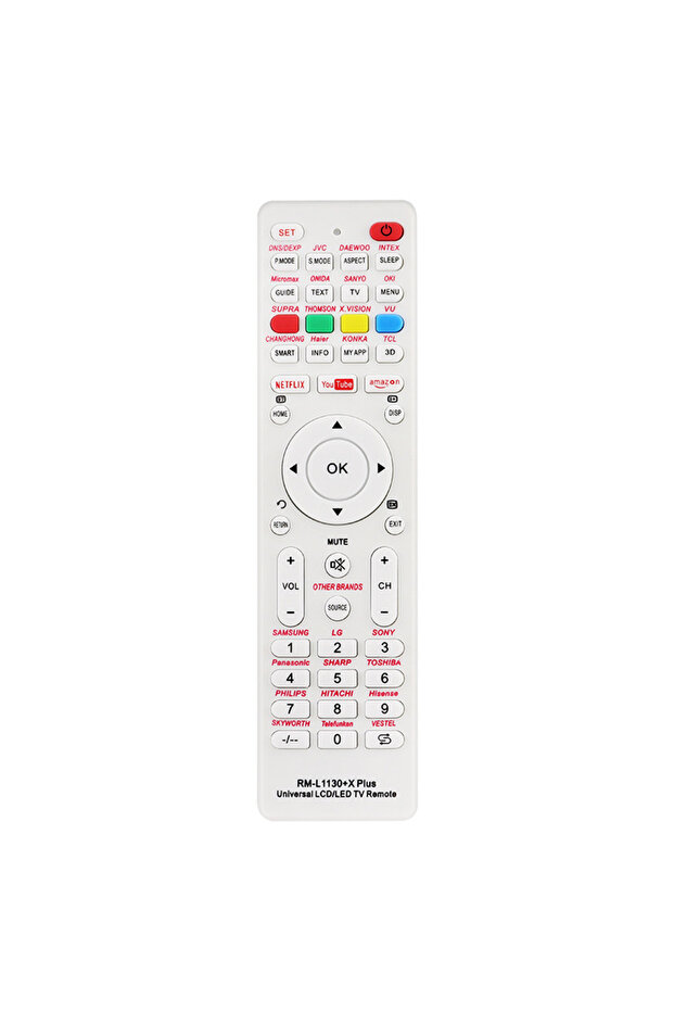 WHITE New Universal RM-L1130+X Replacement Remote Control For All Brand Television TV RM-L113+12 RM-