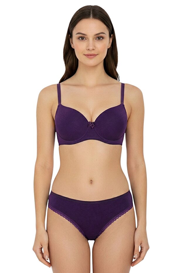 Women's Purple Non-Padded Non-Marking Bra Set